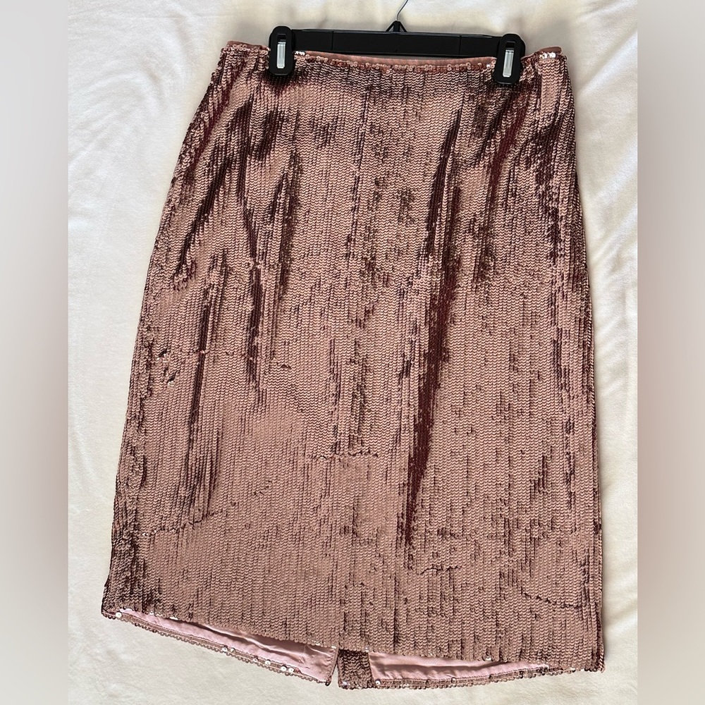 J. Crew rose gold sequin midi skirt, 10